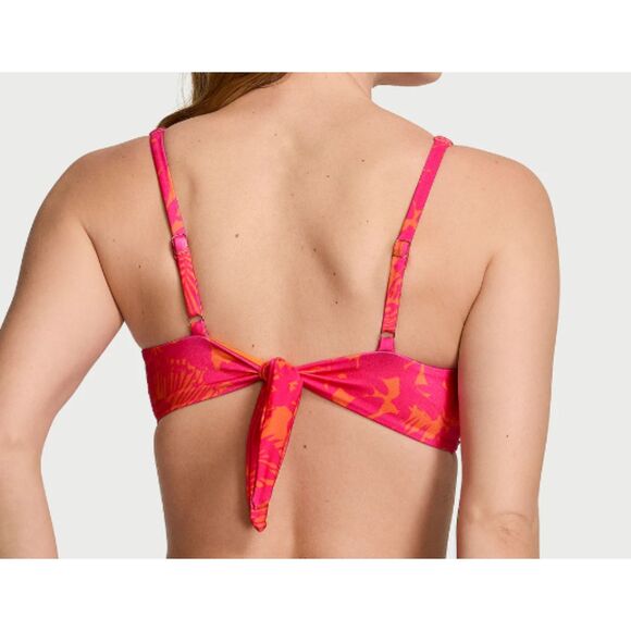 NWT VICTORIA'S SECRET Pink Palm Knotted Bralette Bikini Set Size XL & M - Picture 2 of 14